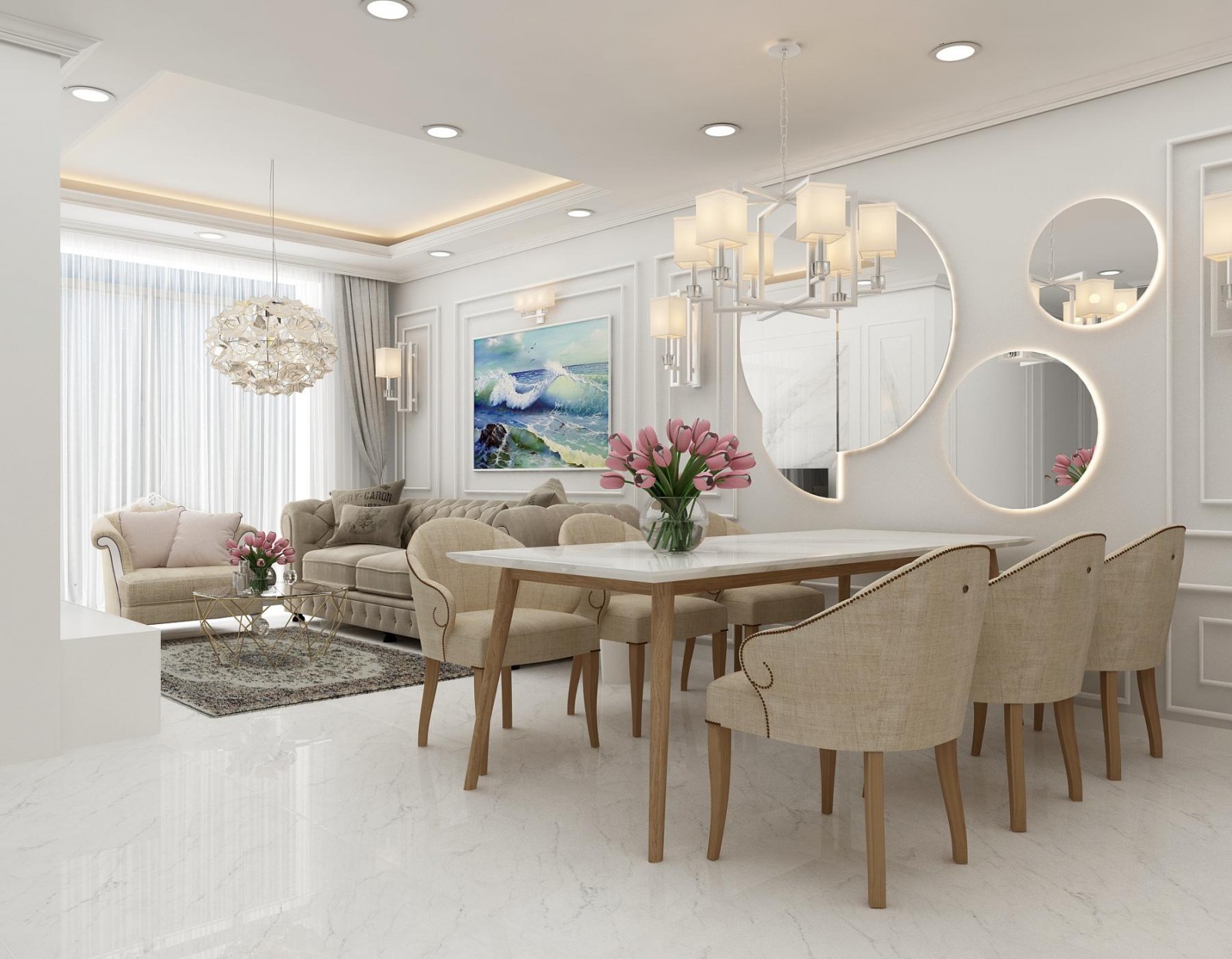 Cho thuê CH Nam Phúc 3 phòng ngủ view CV Nam Viên siêu đẹp, Đầy đủ nội thất cao cấp giá 22.5 tr/tháng.
